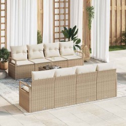 Sonata H Градински Софа Комплект 7 pcs Бежов и кремав 55 x 55 x 37 см - Градински Дивани и Пейки