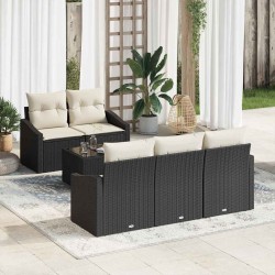 Sonata H Градински Софа Комплект 6 pcs Черен и кремав 55 x 55 x 37 см - Градински Дивани и Пейки