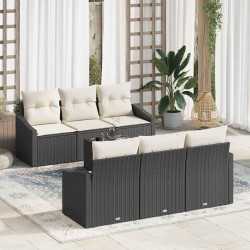 Sonata H Градински Софа Комплект 7 pcs Черен и кремав 55 x 55 x 37 см - Градински Дивани и Пейки