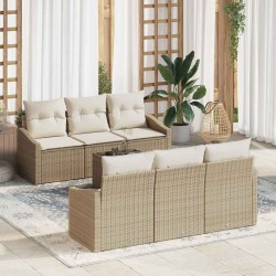 Sonata H Градински Софа Комплект 7 pcs Бежов и кремав 55 x 55 x 37 см - Градински Дивани и Пейки