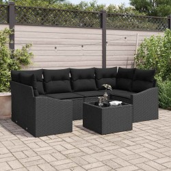 Sonata H Градински Софа Комплект 7 pcs Черно 55 x 55 x 37 см - Градински Дивани и Пейки