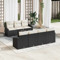 Sonata H Градински Софа Комплект 8 pcs Черен и кремав 55 x 55 x 37 см - Градински Дивани и Пейки