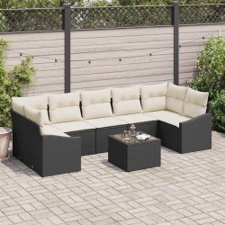 Sonata H Градински Софа Комплект 8 pcs Черен и кремав 55 x 55 x 37 см - Градински Дивани и Пейки