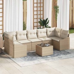 Sonata H Градински Софа Комплект 8 pcs Бежов и кремав 55 x 55 x 37 см - Градински Дивани и Пейки