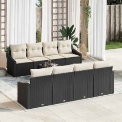 Sonata H Градински Софа Комплект 9 pcs Черен и кремав 55 x 55 x 37 см - Градински Дивани и Пейки