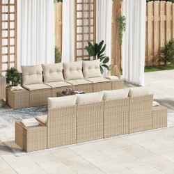 Sonata H Градински Софа Комплект 7 pcs бежово и кремаво 55 x 55 x 37 см - Градински Дивани и Пейки