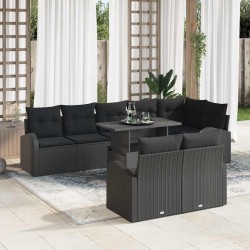 Sonata H Градински Софа Комплект 9 pcs Черно 100 x 55 x 73 см - Градински Дивани и Пейки