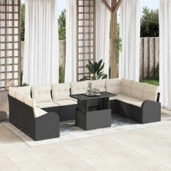 Sonata H Градински Софа Комплект 11 pcs Черно и кремаво 100 x 55 x 73 см - Градина