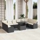 Sonata H Градински Софа Комплект 11 pcs Черно и кремаво 100 x 55 x 73 см