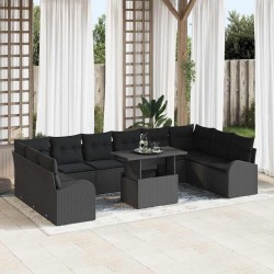 Sonata H Градински Софа Комплект 11 pcs Черно 100 x 55 x 73 см - Градински Дивани и Пейки