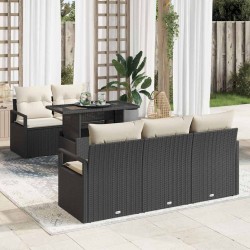 Sonata H Градински Софа Комплект 6 pcs Черно и кремаво 100 х 55 х 73 см - Градински Дивани и Пейки