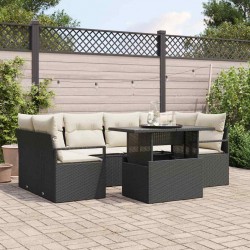 Sonata H Градински Софа Комплект 7 pcs Черно и кремаво 100 x 55 x 73 см - Градински Дивани и Пейки