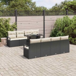 Sonata H Градински Софа Комплект 7 pcs Черно и кремаво 100 x 55 x 73 см - Градински Дивани и Пейки
