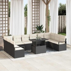 Sonata H Градински Софа Комплект 11 pcs Черно и кремаво 100 x 55 x 73 см - Градина