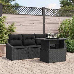 Sonata H Градински Софа Комплект 5 pcs Черно 100 x 55 x 73 см - Градински Дивани и Пейки