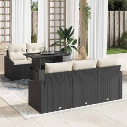 Sonata H Градински Софа Комплект 6 pcs Черно и кремаво 100 x 55 x 73 см - Градински Дивани и Пейки