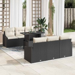 Sonata H Градински Софа Комплект 7 pcs Черно и кремаво 100 x 55 x 73 см - Градински Дивани и Пейки