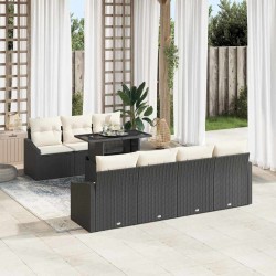 Sonata H Градински Софа Комплект 8 pcs Черно и кремаво 100 x 55 x 73 см - Градински Дивани и Пейки