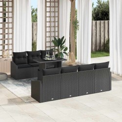 Sonata H Градински Софа Комплект 8 pcs Черно 100 x 55 x 73 см - Градински Дивани и Пейки