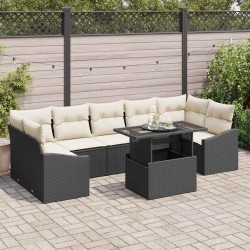 Sonata H Градински Софа Комплект 8 pcs Черно и кремаво 100 x 55 x 73 см - Градински Дивани и Пейки