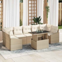 Sonata H Градински Софа Комплект 8 pcs бежово и кремаво 100 x 55 x 73 см - Градински Дивани и Пейки
