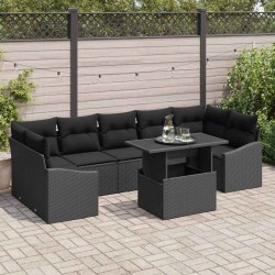 Sonata H Градински Софа Комплект 8 pcs Черно 100 x 55 x 73 см - Градински Дивани и Пейки