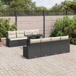 Sonata H Градински Софа Комплект 7 pcs Черно и кремаво 100 x 55 x 73 см - Градински Дивани и Пейки