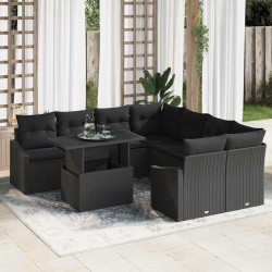 Sonata H Градински Софа Комплект 9 pcs Черно 100 x 55 x 73 см - Градински Дивани и Пейки