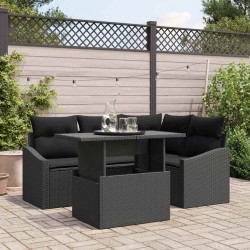 Sonata H Градински Софа Комплект 5 pcs Черно 100 x 55 x 73 см - Градински Дивани и Пейки