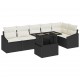Sonata H Градински Софа Комплект 7 pcs Черно и кремаво 100 x 55 x 73 см