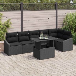 Sonata H Градински Софа Комплект 7 pcs Черно 100 x 55 x 73 см - Градински Дивани и Пейки