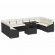 Sonata H Градински Софа Комплект 11 pcs Черно и кремаво 100 x 55 x 73 см