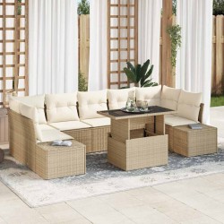 Sonata H Градински Софа Комплект 8 pcs бежово и кремаво 100 x 55 x 73 см - Градински Дивани и Пейки