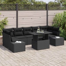 Sonata H Градински Софа Комплект 8 pcs Черно 100 x 55 x 73 см - Градински Дивани и Пейки