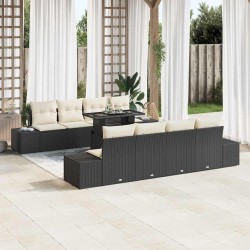 Sonata H Градински Софа Комплект 7 pcs Черно и кремаво 100 x 55 x 73 см - Градински Дивани и Пейки