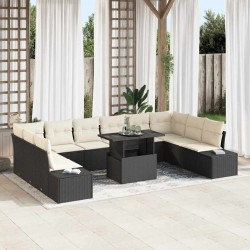 Sonata H Градински Софа Комплект 11 pcs Черно и кремаво 100 x 55 x 73 см - Градина