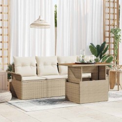 Sonata H Градински Софа Комплект 5 pcs бежово и кремаво 100 x 55 x 73 см - Градински Дивани и Пейки