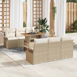 Sonata H Градински Софа Комплект 7 pcs бежово и кремаво 100 x 55 x 73 см - Градински Дивани и Пейки