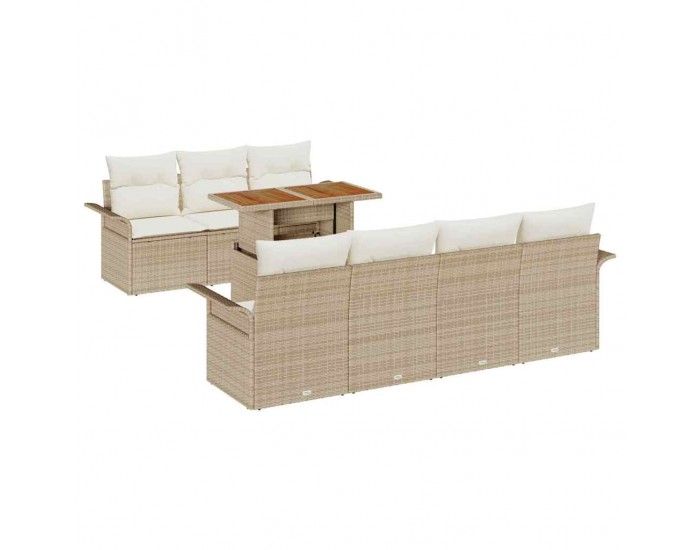 Sonata H Градински Софа Комплект 8 pcs бежово и кремаво 100 x 55 x 73 см