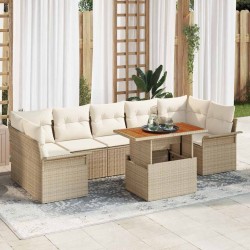 Sonata H Градински Софа Комплект 8 pcs бежово и кремаво 100 x 55 x 73 см - Градински Дивани и Пейки