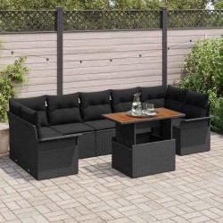 Sonata H Градински Софа Комплект 8 pcs Черно 100 x 55 x 73 см - Градински Дивани и Пейки