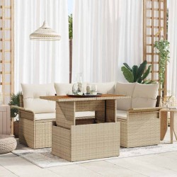 Sonata H Градински Софа Комплект 5 pcs бежово и кремаво 100 x 55 x 73 см - Градински Дивани и Пейки