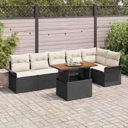 Sonata H Градински Софа Комплект 7 pcs Черно и кремаво 100 x 55 x 73 см - Градински Дивани и Пейки