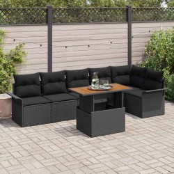 Sonata H Градински Софа Комплект 7 pcs Черно 100 x 55 x 73 см - Градински Дивани и Пейки