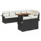 Sonata H Градински Софа Комплект 9 pcs Черно и кремаво 100 x 55 x 73 см