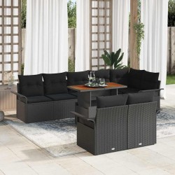 Sonata H Градински Софа Комплект 9 pcs Черно 100 x 55 x 73 см - Градински Дивани и Пейки