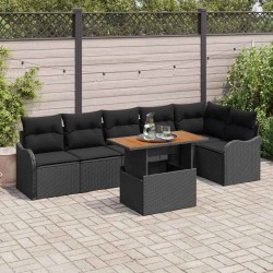Sonata H Градински Софа Комплект 7 pcs Черно 100 x 55 x 73 см - Градински Дивани и Пейки