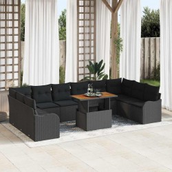 Sonata H Градински Софа Комплект 11 pcs Черно 100 x 55 x 73 см - Градински Дивани и Пейки