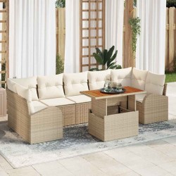 Sonata H Градински Софа Комплект 8 pcs бежово и кремаво 100 x 55 x 73 см - Градински Дивани и Пейки