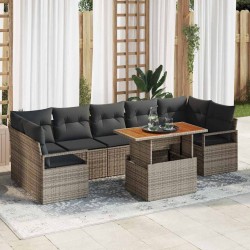 Sonata H Градински Софа Комплект 8 pcs Сив и кафяв 100 x 55 x 73 см - Градински Дивани и Пейки
